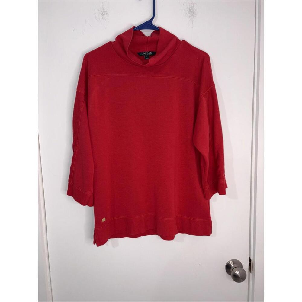 Lauren Ralph Lauren Black Label Pullover Cowlneck Large Red Sweater Viscose